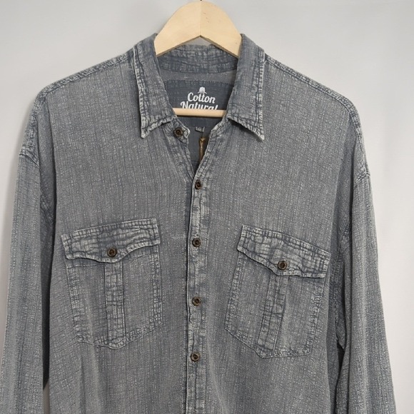 Cotton Natural Mens Long Sleeve Halo Fossil Gray Shirt XXL Lightweight NWT HTF - Picture 9 of 15